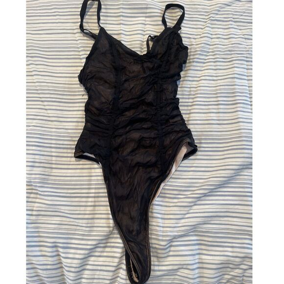 Flattering Corset-Style Sheer Mesh Bodysuit - Picture 3 of 4